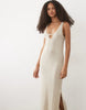 Mango Teen knit maxi dress with beading in gold