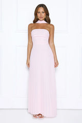 Sugar Babe Strapless Pleated Maxi Dress Pink