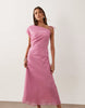 Mango asymmetric midaxi dress in baby pink