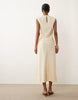 Mango linen mix tie waist sleeveless midi dress in butter yellow