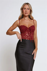 Promise Please Lace Bodysuit Burgundy