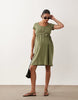Mamalicious Maternity button front tie waist midi dress in olive green