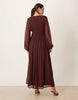 macrame waisted detail maxi dress in berry