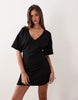 V-neck fitted T-shirt dress in black