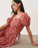 Wednesday's Girl shirred puff sleeve midaxi dress in pink stripes