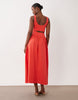 cut out detail midaxi dress in red