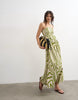 Topshop ruched bandeau midi dress in stripe