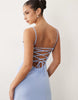 cami maxi dress with lace-up back in baby blue