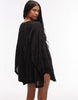 v neck laundered smock mini dress in washed black