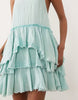 double cloth washed mini sundress with distressed ruffles in washed ocean blue