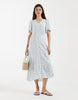 Vero Moda button down maxi dress in white and blue ditsy floral print