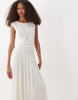 Vero Moda sleeveless ruched detail maxi dress with asymmetric waist in white