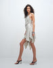 Weekday backless ruffle asymmetric mini dress in light gray