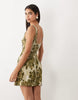 crinkle button up mini dress in print