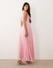 mesh gathered detail maxi dress in baby pink