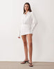 Aria Cove fitted deep cuff mini shirt dress in white pinstripe