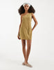 Vero Moda linen look one shoulder mini dress in willow green