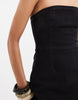 denim bandeau mini dress in black