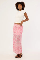 Luck & Trouble Adelyn Beaded Sequin Maxi Skirt Pink