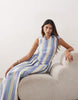 ARRANGE dropped waist midaxi wrap dress in blue stripes