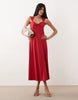 Mango cotton rich sweetheart neck sleeveless maxi dress in red