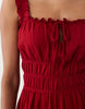 Miss Selfridge seersucker shirred detail maxi dress in cherry red