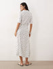 JDY tie waist midi dress in white ditsy floral