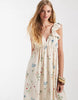 Vero Moda ruffle shoulder V-neck maxi dress in cream floral print