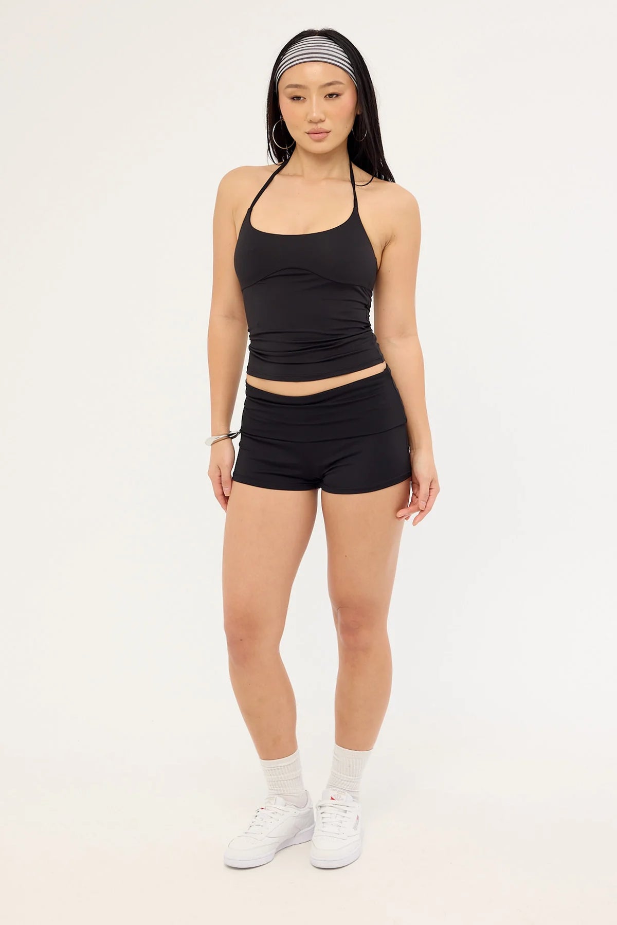 L&t Lia Jersey Fold Over Short Black