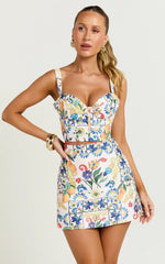 Janice Top - Bustier Crop Top in Positano Print