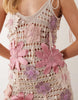 ASOS LUXE crochet cami mini dress with floral embellishment in pink