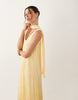 crinkle scoop neck maxi dress with scarf detail in yellow