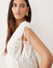 ARRANGE broderie drawstring detail trapeze maxi dress in white