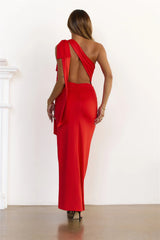 Nightfall Radiance One Shoulder Maxi Dress Red