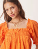 Miss Selfridge eyelet smock dress in orange