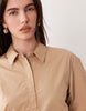 relaxed short sleeve poplin mini dress in tan