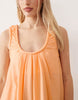 ruched neck mini sundress in orange spritz performance fabric