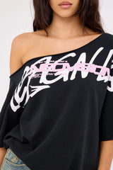 Neovision Shard Off Shoulder Relaxed Tee Black