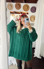 Day to Day Tunic Sweater ~ Emerald Cable Knit