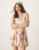 crinkle scoop neck tiered mini dress in vintage floral print