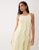 VILA tie shoulders ruffle cami midaxi dress in pastel yellow