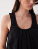 poplin scoop ruched neck mini sundress in black