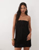 Mango Capsule off shoulder mini dress with tassles in black
