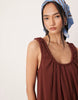 techy scoop ruched neck maxi sundress in rust