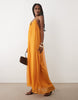 Mango flowy maxi dress in bright orange