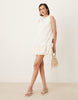 Mango twill mini shift dress with bubble hem in white