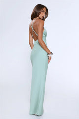 Midnight Luxe Satin Maxi Dress Sage