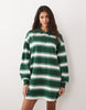 polo rugby mini dress in green stripes