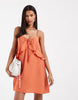 Vero Moda frill trim cami mini dress in rust