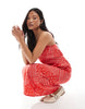 Miss Selfridge Petite strappy scoop neck maxi slip dress in bandana print